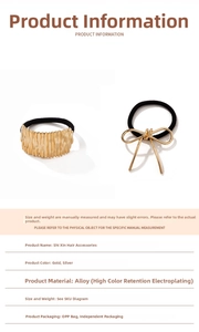 Macro shot of irregular pleated metal texture and bow-shaped gold hair tie accessories