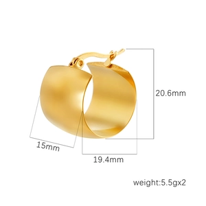 Boucles d'oreilles créoles en acier inoxydable plaqué or 18K avec dimensions détaillées