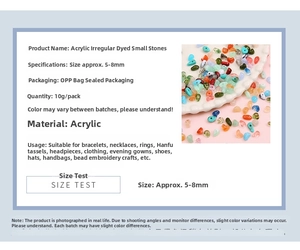 Detail showing 5-8mm irregular acrylic beads with ink-wash texture for DIY crafts