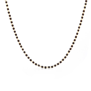 Minimalist bohemian necklace with black cube beads and gold titanium steel chain