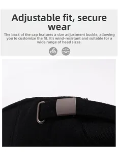 Detail of adjustable metal buckle and wool texture on men winter baseball cap