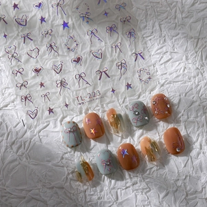 3D bow and star nail stickers TL-223 with laser holographic finish for nail art