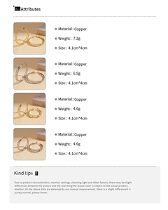 Detail view of geometric diamond texture hoop earrings in gold and silver finish