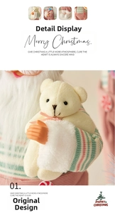 Dettaglio di Babbo Natale rosa con orsetto in morbido peluche e tessuto a maglia