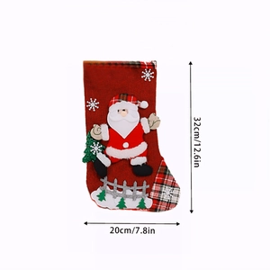 Red Christmas stocking with Santa and snowflake motifs, 32cm festive hanging decoration
