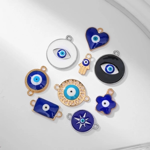 Assorted Turkish Evil Eye charms in gold and silver finish for DIY jewelry making