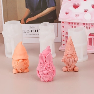 Moules en silicone de gnomes pour bougies et plâtre de Pâques avec oreilles de lapin et cœurs