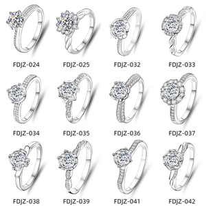 Set of 12 classic S925 sterling silver moissanite rings with diverse stylish designs