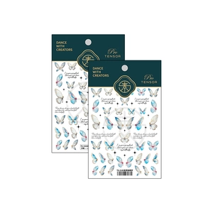 Pro thin matte butterfly nail art stickers in gradient blue and white tones