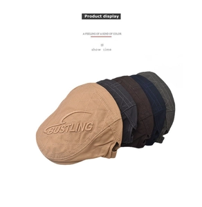 Detailed grid of vintage plaid newsboy caps in five colors with quilted stitching