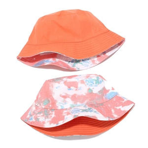 Double-sided tie-dye and orange reversible bucket hat for outdoor sun protection