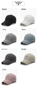 Detailed view of baseball caps in 7 colors featuring 3D wave logo and metal vents