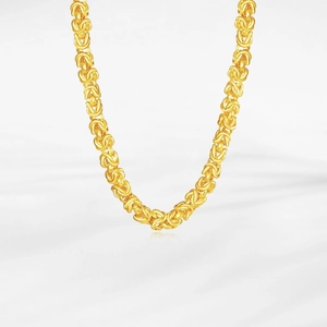 Collar de cadena bizantina para hombre en plata S925 dorada estilo hip-hop