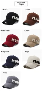 Detail of embroidered MORA letters on the side of a cotton twill baseball cap