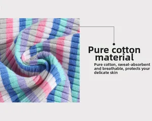 Macro shot of breathable colorful ribbed cotton knit fabric showing soft texture