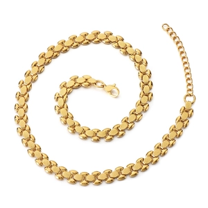 Adjustable 18K gold-plated stainless steel watchband link chain necklace with lobster clasp