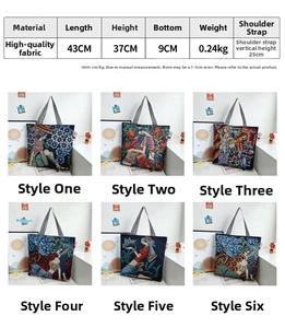 Size chart showing 43x37cm dimensions for the vintage floral canvas tote bag