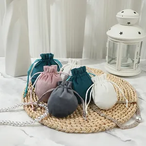 Velvet Jewelry Pouches Drawstring Gift Bags Round Bottom Storage For Earrings Necklaces Bracelets Soft Velour Elegant