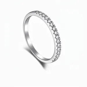 Eternity Ring 925 Sterling Silver Round Zirconia Stackable Wedding Band Minimalist Fine Jewelry For Women