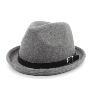 Vintage Woolen Felt Fedora Hat With Faux Leather Band Metal Buckle British Style Jazz Cap For Men Women