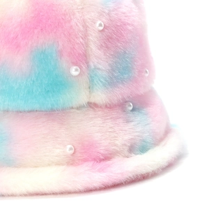 Chapeau bob en peluche tie-dye coloré orné de perles élégantes pour femme en hiver