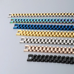 Presidential style 15mm stainless steel watch band bracelets in seven metallic colors