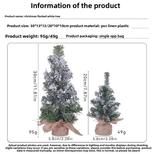 Detailed size specifications for 20cm and 30cm snow-flocked mini desktop Christmas trees