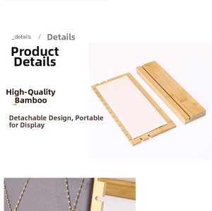 Bamboo necklace display stand featuring sawtooth notches for pendant organization