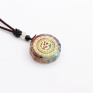 Seven Chakra Orgonite Energy Pendant Necklace Natural Crystal Stones Mandala Om Symbol Braided Rope Yoga Meditation Jewelry