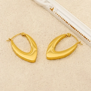 Close-up of 18k gold-plated heart-shaped hoop earrings with a polished smooth finish