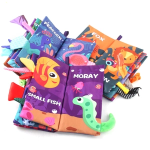 Educational baby cloth books with 3D animal tails and high-contrast tactile sensory designs