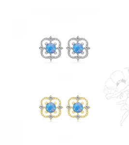 Detaillierter Vergleich von S925 Silber- und Gold-Opal-Ohrsteckern mit Zirkon-Akzenten