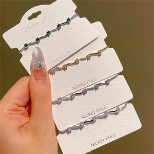 Elegant Zirconia Wave Chain Bracelet For Women Adjustable Copper Pull String Nickel Free Fashion Jewelry Gold Silver Bracelet Gift