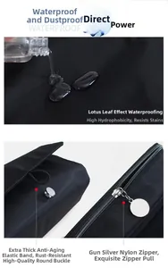 Detail of waterproof nylon fabric and durable metal zipper on the makeup brush bag