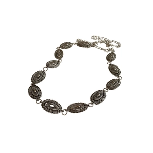 Minimalist silver butterfly oval heart chain belt with adjustable extender on white background