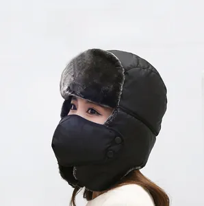 Chapka d'hiver avec doublure en fausse fourrure épaisse et masque de protection amovible