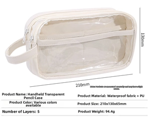 Detail of 5-layer large capacity pencil bag with waterproof fabric and PU material