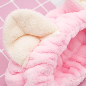 Süßes rosa Plüsch-Katzenohren-Stirnband zum Gesichtswaschen mit weicher Textur