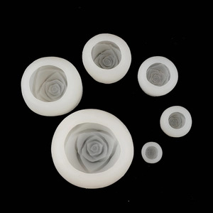 Set of 6 white silicone 3D rose flower molds for mousse cake ice cubes and DIY soaps