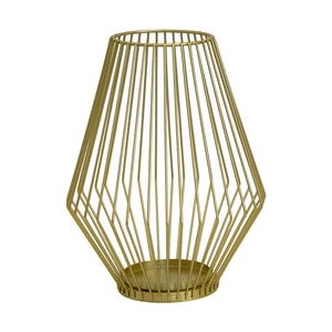 Modern geometric golden metal lantern candle holder for minimalist home decor