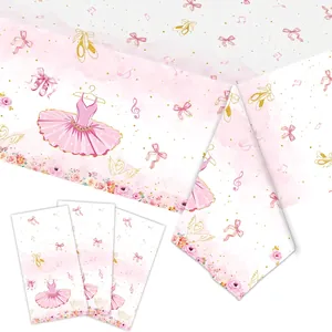 Ballet Theme Party Supplies Set Pink Swan Tutu Disposable Paper Plates Cups Napkins Plastic Tablecloth Cutlery Girls