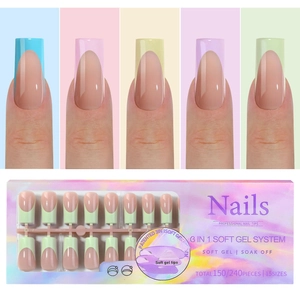 French soft gel nail tip set with 15 sizes and 5 colors for professional nail art
