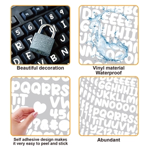 Waterproof white vinyl alphabet and number sticker sheets for scrapbooking and DIY crafts