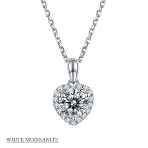 Elegante collana a cuore in argento sterling S925 con ciondolo in moissanite bianca 1 carato