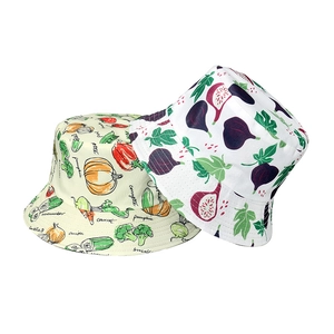 Bucket Hat Polyester Sun Protection Outdoor Beach Vegetable Fruit Print Unisex Casual