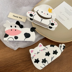 Cute Cartoon Animal Acetate Hair Claw Clip For Women Cow Dog Cat Shape Fashion Shark Hair Clip Daily Styling Accessories