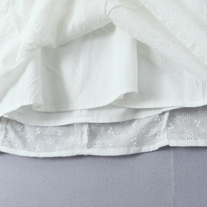 White halter dress with floral embroidery lace detail and layered hemline for women