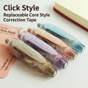 Retractable Correction Tape And Refill Plastic PET Film Press Type Replaceable Core Portable Smooth For Students Office Macaron