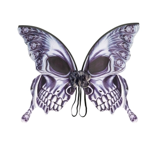Gothic purple and black butterfly wings with skull patterns for Halloween party costumes