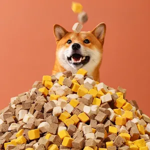 Friandises lyophilisées poulet et jaune d'œuf pour chiens avec scène de Shiba Inu